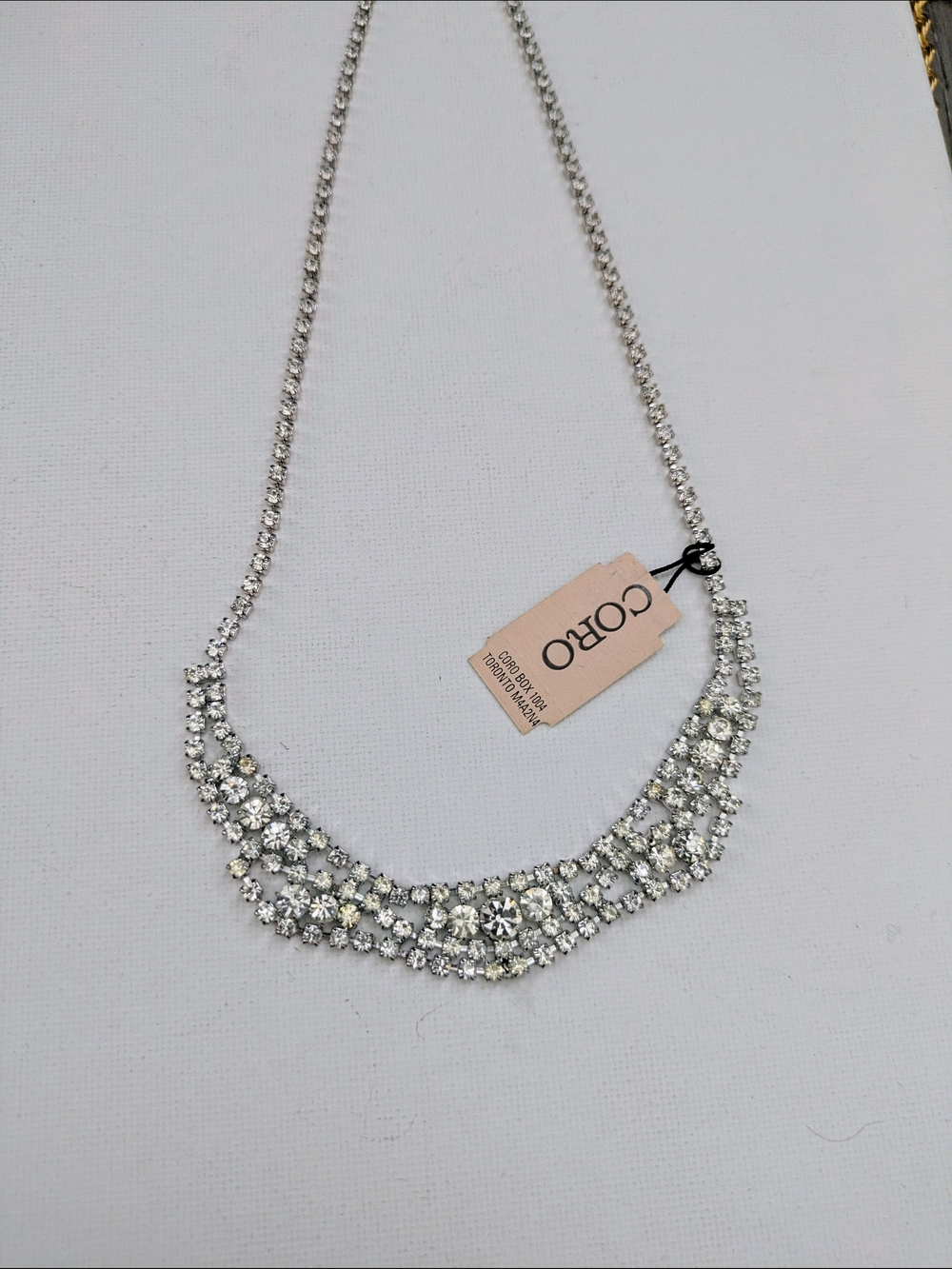 Coro Silver-Tone Triple Row European Crystal Necklace - Picture 1 of 5